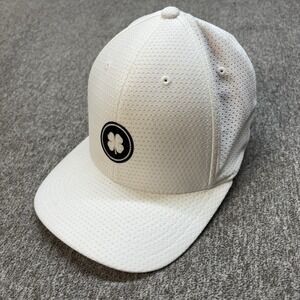 Black Clover Live Lucky Mens Sz S-M White Flex Stretch Golf Hat Cap